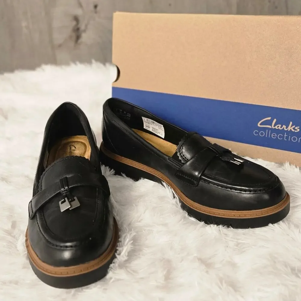 Women's Clarks Leather Westlynn Bella Loafers Black W7.5 - Picture 4 of 13